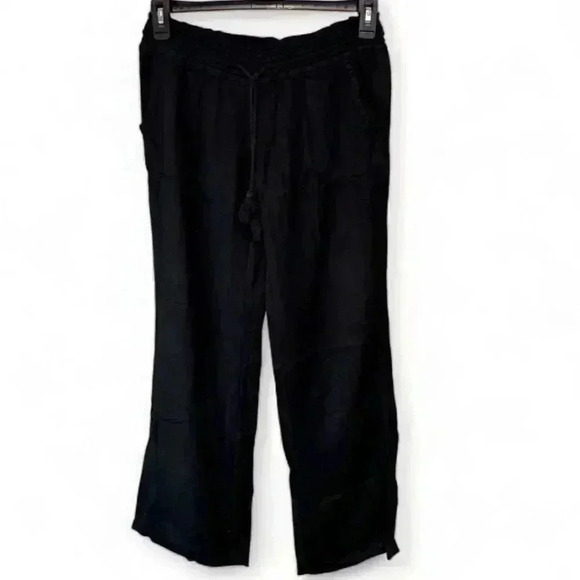 Roxy Women's Wide-Leg Black Pants Size M Elastic Waist Drawstring - Picture 1 of 5